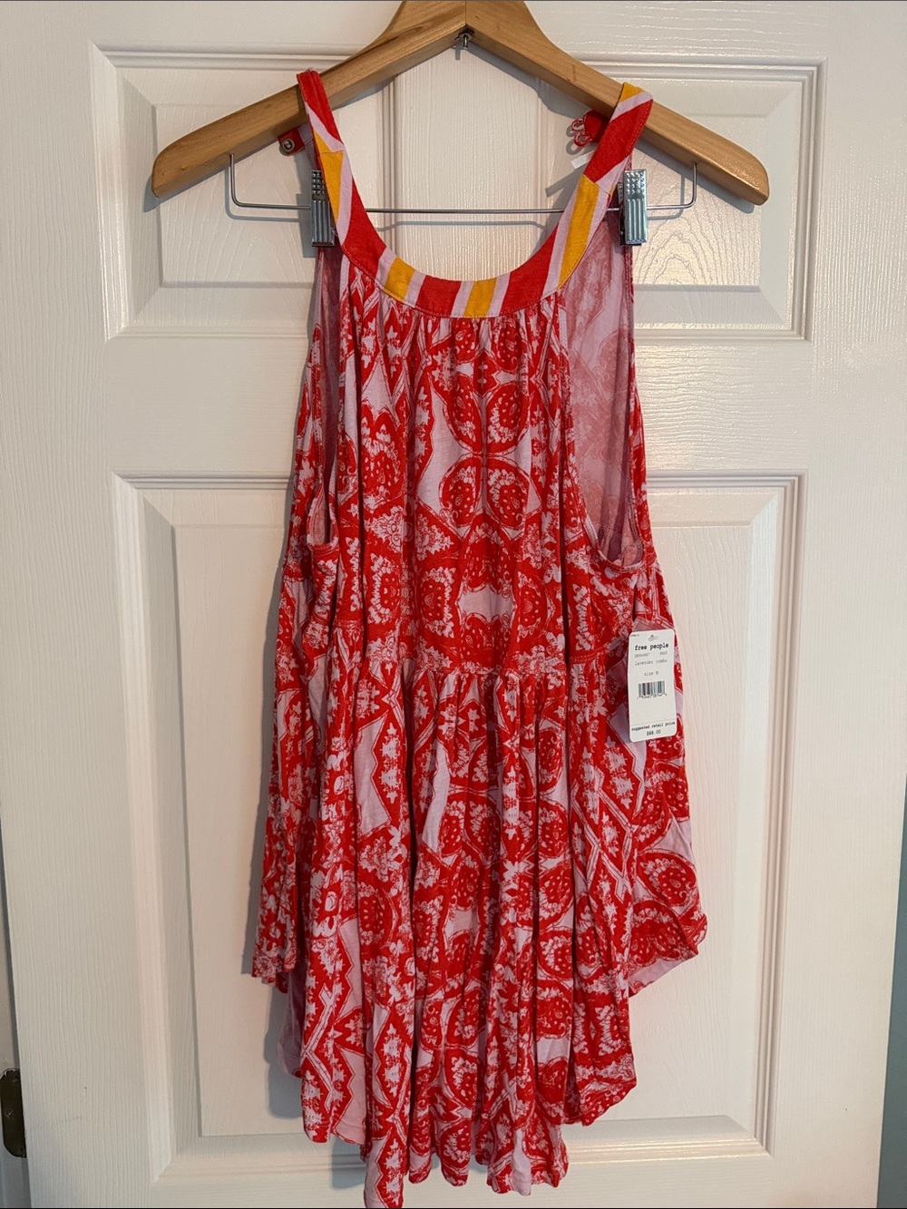 Free People Red Printed Sleeveless Tunic Top